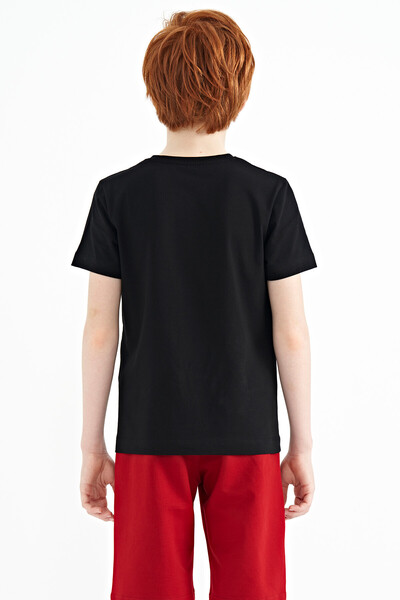 Tommylife Wholesale Crew Neck Standard Fit Printed Boys' T-Shirt 11100 Black - Thumbnail