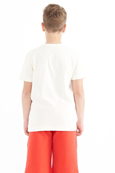 Tommylife Wholesale Crew Neck Standard Fit Printed Boys' T-Shirt 11100 Ecru - Thumbnail