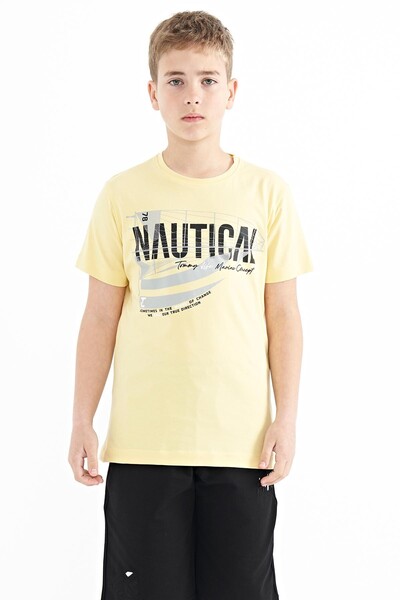 Tommylife Wholesale Crew Neck Standard Fit Printed Boys' T-Shirt 11100 Yellow - Thumbnail