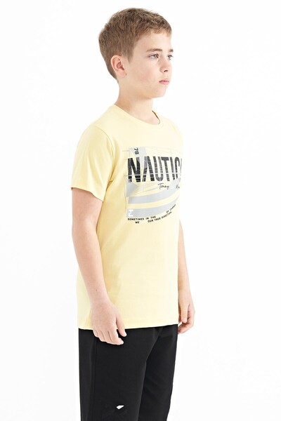 Tommylife Wholesale Crew Neck Standard Fit Printed Boys' T-Shirt 11100 Yellow - Thumbnail