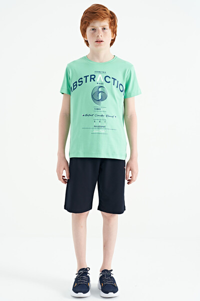Tommylife Wholesale Crew Neck Standard Fit Printed Boys' T-Shirt 11103 Aqua Green - Thumbnail
