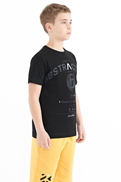 Tommylife Wholesale Crew Neck Standard Fit Printed Boys' T-Shirt 11103 Black - Thumbnail