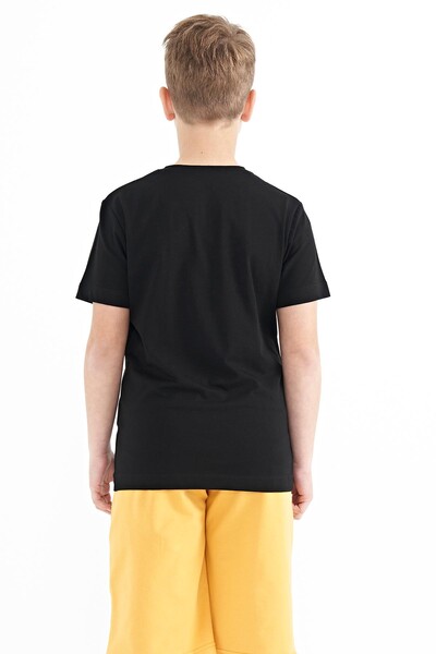 Tommylife Wholesale Crew Neck Standard Fit Printed Boys' T-Shirt 11103 Black - Thumbnail