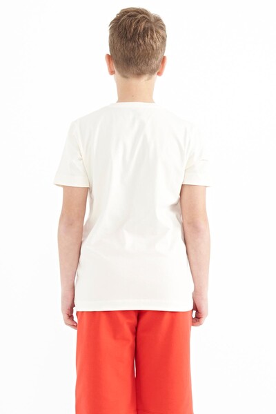 Tommylife Wholesale Crew Neck Standard Fit Printed Boys' T-Shirt 11103 Ecru - Thumbnail