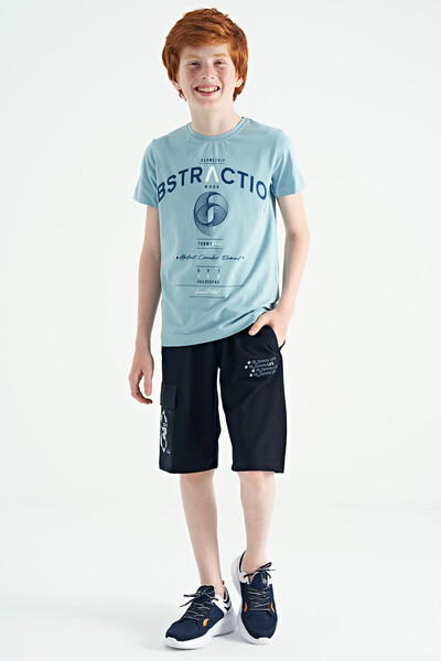 Tommylife Wholesale Crew Neck Standard Fit Printed Boys' T-Shirt 11103 Light Blue - Thumbnail