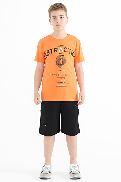 Tommylife Wholesale Crew Neck Standard Fit Printed Boys' T-Shirt 11103 Orange - Thumbnail