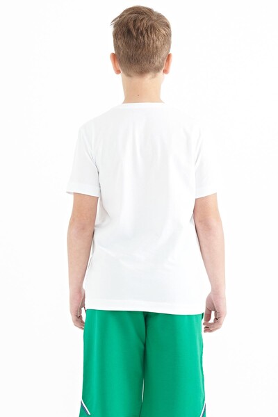 Tommylife Wholesale Crew Neck Standard Fit Printed Boys' T-Shirt 11103 White - Thumbnail