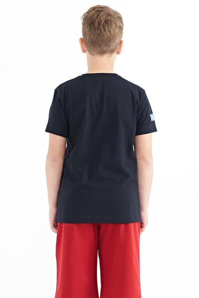 Tommylife Wholesale Crew Neck Standard Fit Printed Boys' T-Shirt 11104 Navy Blue - Thumbnail