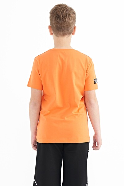 Tommylife Wholesale Crew Neck Standard Fit Printed Boys' T-Shirt 11104 Orange - Thumbnail