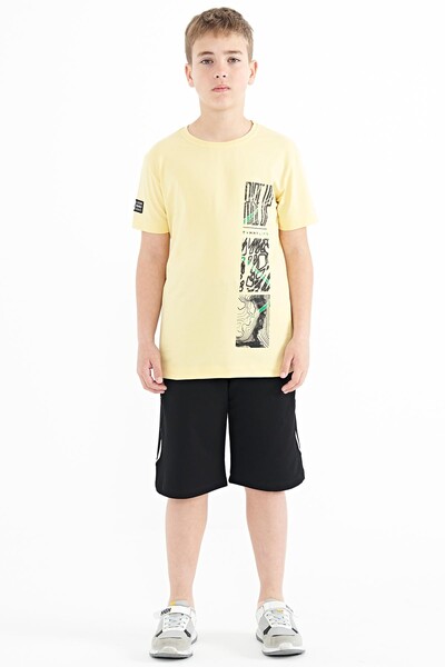 Tommylife Wholesale Crew Neck Standard Fit Printed Boys' T-Shirt 11104 Yellow - Thumbnail