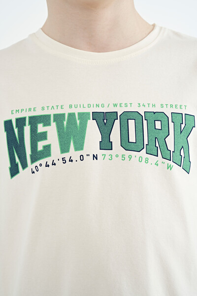 Tommylife Wholesale Crew Neck Standard Fit Printed Boys' T-Shirt 11105 Ecru - Thumbnail