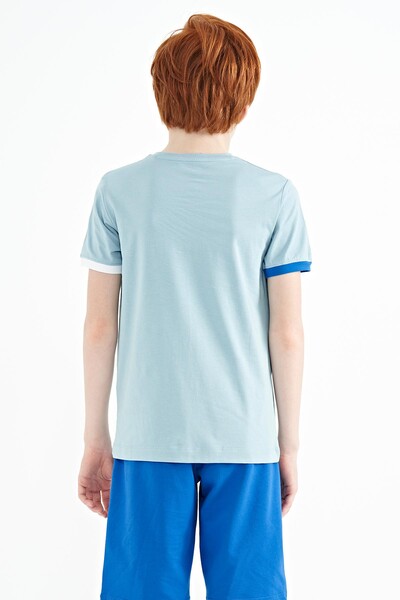 Tommylife Wholesale Crew Neck Standard Fit Printed Boys' T-Shirt 11105 Light Blue - Thumbnail