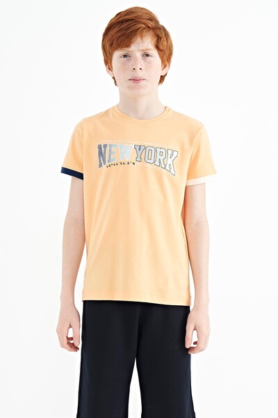 Tommylife Wholesale Crew Neck Standard Fit Printed Boys' T-Shirt 11105 Melon - Thumbnail
