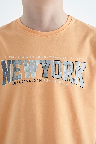 Tommylife Wholesale Crew Neck Standard Fit Printed Boys' T-Shirt 11105 Melon - Thumbnail