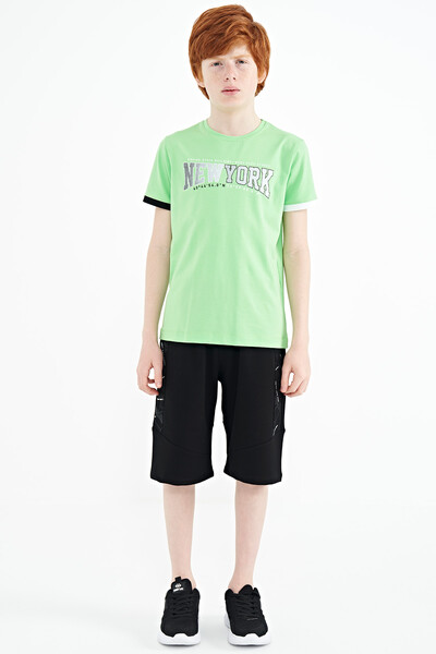 Tommylife Wholesale Crew Neck Standard Fit Printed Boys' T-Shirt 11105 Neon Green - Thumbnail