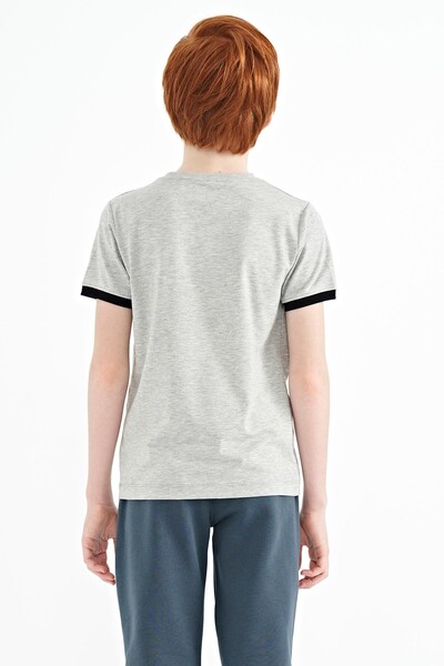 Tommylife Wholesale Crew Neck Standard Fit Printed Boys' T-Shirt 11106 Gray Melange - Thumbnail