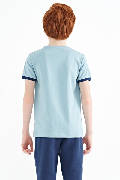 Tommylife Wholesale Crew Neck Standard Fit Printed Boys' T-Shirt 11106 Light Blue - Thumbnail