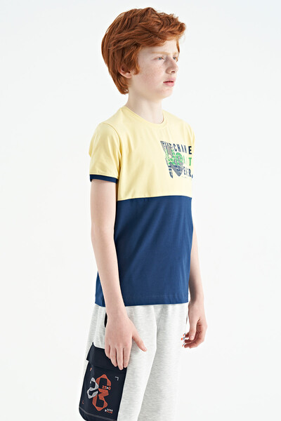 Tommylife Wholesale Crew Neck Standard Fit Printed Boys' T-Shirt 11107 Yellow - Thumbnail
