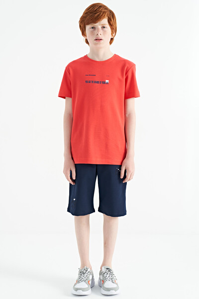Tommylife Wholesale Crew Neck Standard Fit Printed Boys' T-Shirt 11117 Coral - Thumbnail