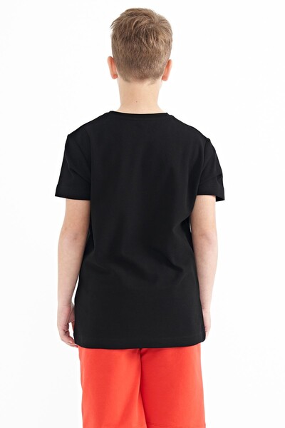 Tommylife Wholesale Crew Neck Standard Fit Printed Boys' T-Shirt 11119 Black - Thumbnail