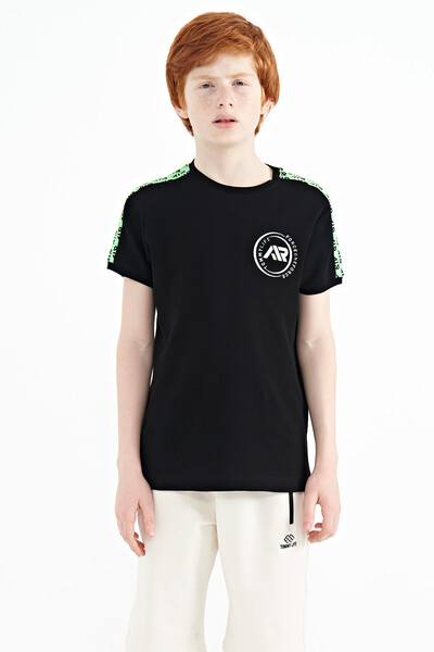 Tommylife Wholesale Crew Neck Standard Fit Printed Boys' T-Shirt 11121 Black - Thumbnail