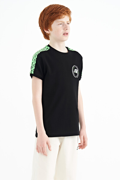 Tommylife Wholesale Crew Neck Standard Fit Printed Boys' T-Shirt 11121 Black - Thumbnail