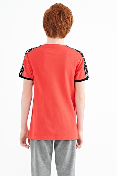 Tommylife Wholesale Crew Neck Standard Fit Printed Boys' T-Shirt 11121 Coral - Thumbnail