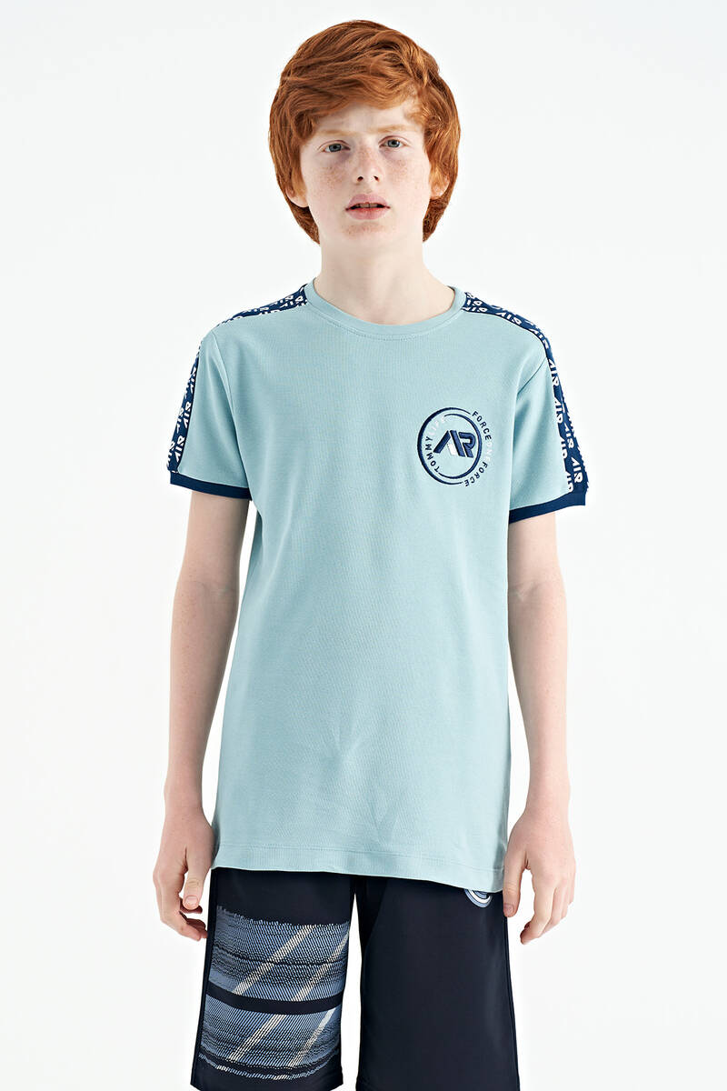 TOMMYLIFE - Tommylife Wholesale Crew Neck Standard Fit Printed Boys' T-Shirt 11121 Light Blue