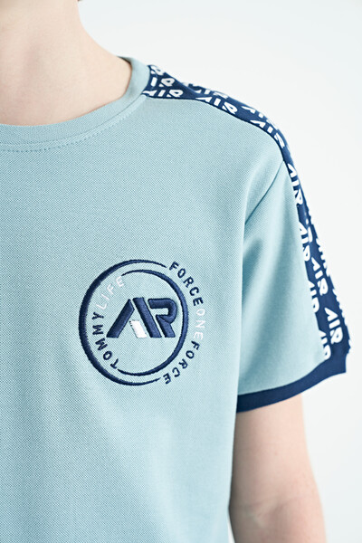 Tommylife Wholesale Crew Neck Standard Fit Printed Boys' T-Shirt 11121 Light Blue - Thumbnail