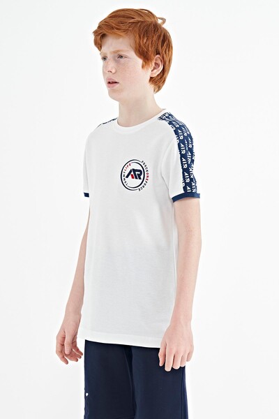 Tommylife Wholesale Crew Neck Standard Fit Printed Boys' T-Shirt 11121 White - Thumbnail