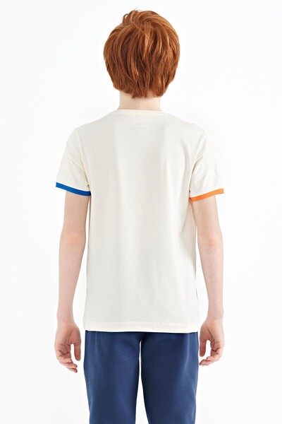 Tommylife Wholesale Crew Neck Standard Fit Printed Boys' T-Shirt 11131 Ecru - Thumbnail