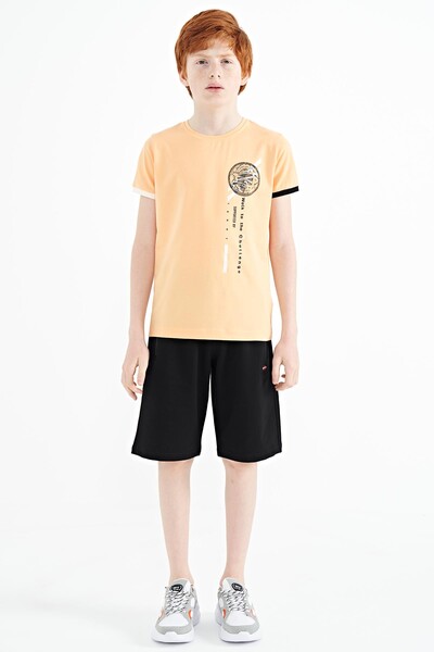 Tommylife Wholesale Crew Neck Standard Fit Printed Boys' T-Shirt 11131 Melon - Thumbnail