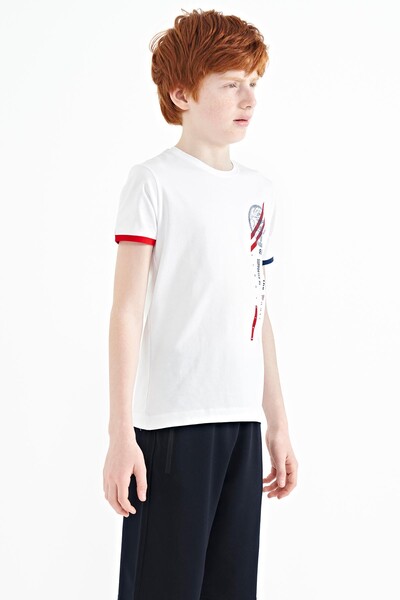 Tommylife Wholesale Crew Neck Standard Fit Printed Boys' T-Shirt 11131 White - Thumbnail