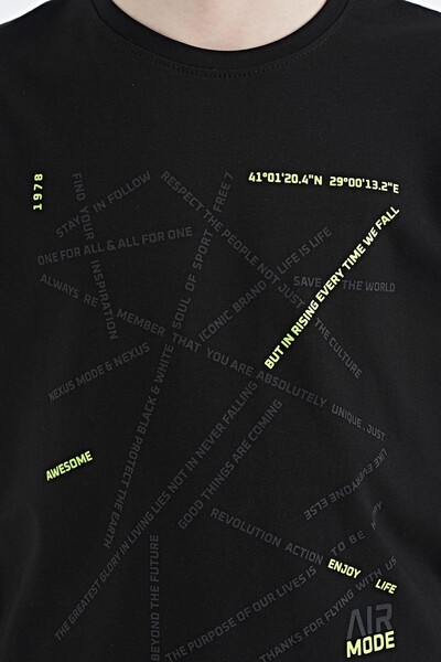 Tommylife Wholesale Crew Neck Standard Fit Printed Boys' T-Shirt 11132 Black - Thumbnail
