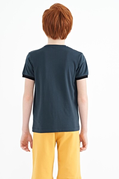 Tommylife Wholesale Crew Neck Standard Fit Printed Boys' T-Shirt 11132 Forest Green - Thumbnail