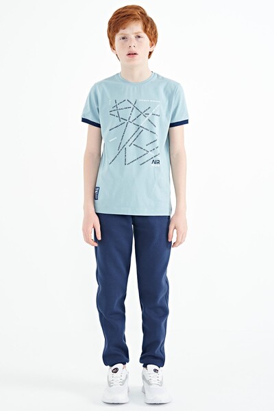 Tommylife Wholesale Crew Neck Standard Fit Printed Boys' T-Shirt 11132 Light Blue - Thumbnail