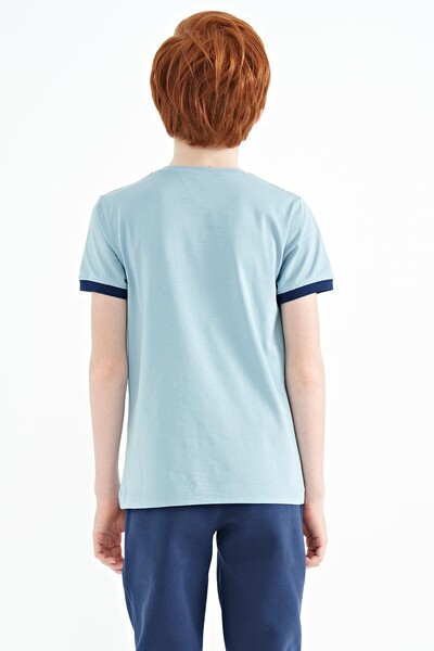 Tommylife Wholesale Crew Neck Standard Fit Printed Boys' T-Shirt 11132 Light Blue - Thumbnail