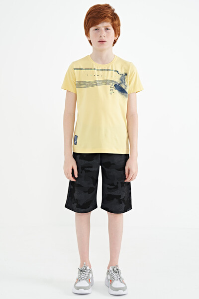 Tommylife Wholesale Crew Neck Standard Fit Printed Boys' T-Shirt 11133 Yellow - Thumbnail