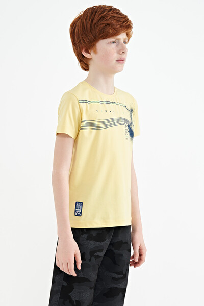 Tommylife Wholesale Crew Neck Standard Fit Printed Boys' T-Shirt 11133 Yellow - Thumbnail