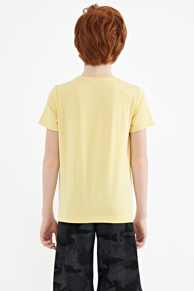 Tommylife Wholesale Crew Neck Standard Fit Printed Boys' T-Shirt 11133 Yellow - Thumbnail