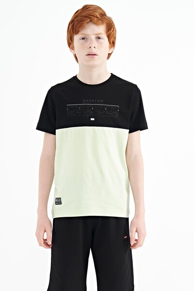 Tommylife Wholesale Crew Neck Standard Fit Printed Boys' T-Shirt 11134 Light Green - Thumbnail