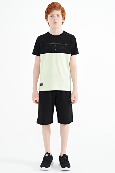 Tommylife Wholesale Crew Neck Standard Fit Printed Boys' T-Shirt 11134 Light Green - Thumbnail