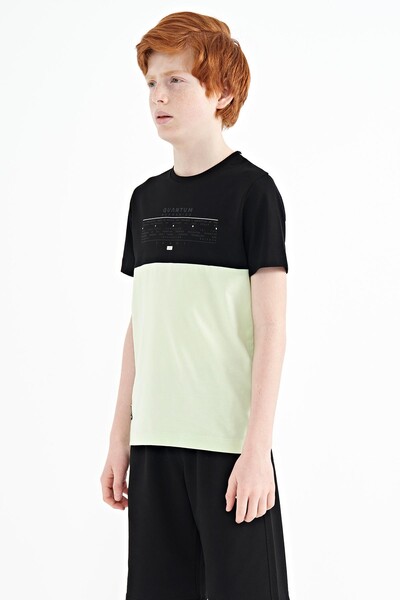 Tommylife Wholesale Crew Neck Standard Fit Printed Boys' T-Shirt 11134 Light Green - Thumbnail