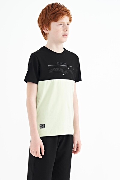 Tommylife Wholesale Crew Neck Standard Fit Printed Boys' T-Shirt 11134 Light Green - Thumbnail