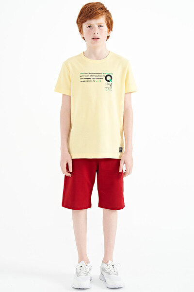 Tommylife Wholesale Crew Neck Standard Fit Printed Boys' T-Shirt 11145 Yellow - Thumbnail