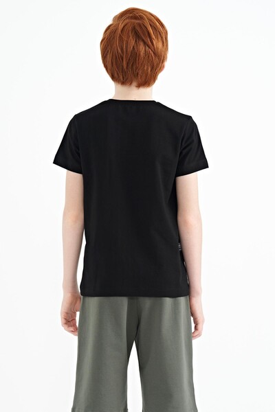 Tommylife Wholesale Crew Neck Standard Fit Printed Boys' T-Shirt 11149 Black - Thumbnail