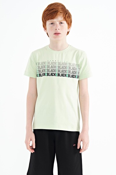 Tommylife Wholesale Crew Neck Standard Fit Printed Boys' T-Shirt 11149 Light Green - Thumbnail