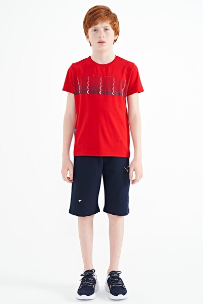 Tommylife Wholesale Crew Neck Standard Fit Printed Boys' T-Shirt 11149 Red - Thumbnail