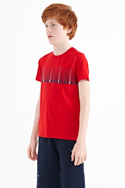 Tommylife Wholesale Crew Neck Standard Fit Printed Boys' T-Shirt 11149 Red - Thumbnail