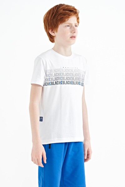 Tommylife Wholesale Crew Neck Standard Fit Printed Boys' T-Shirt 11149 White - Thumbnail